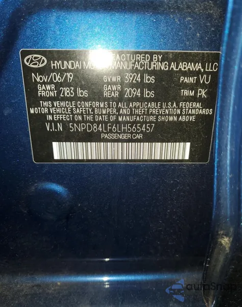 2020 Hyundai Elantra Sel from USA, damaged, VIN 5NPD84LF6LH565457